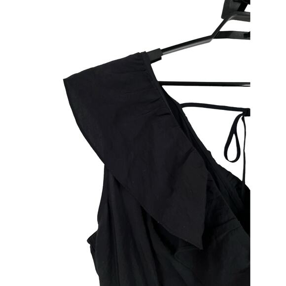 River Island Plus dress ruffle smock maxi black size 20 - Picture 3 of 8